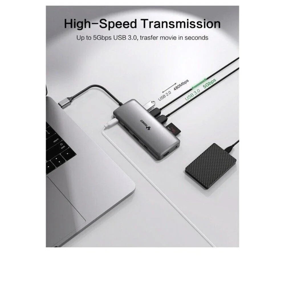 11-in-1 Type C Dock Hub USB C Laptop Docking Station Adapter For MacBook DELL HP